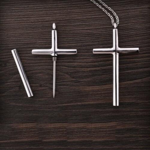 Titanium Steel EDC Toothpick Cross Necklace Outdoor Personal Safety Supplies For Women Spike Anti-wolf Car Accessories