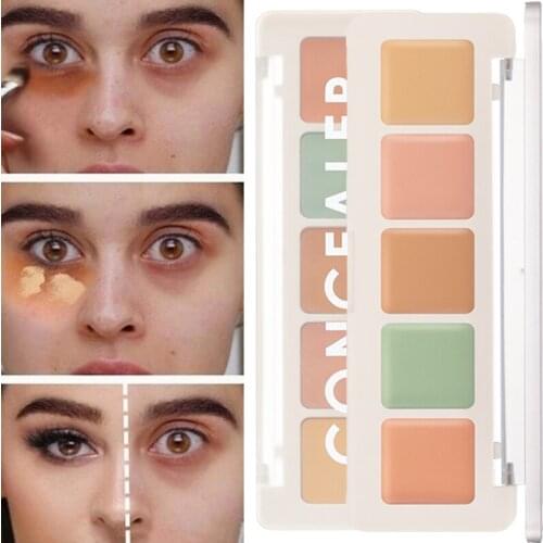 5-color Concealer Palette Long Lasting Face Foundation Waterproof Whitening Cover Acne Dark Circles Make Up Palette Cosmetics