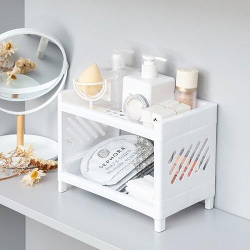 Plastic Desktop Shelf Bathroom Storage Rack Shelves Makeup Organizer Table Sundries Holder Kitchen Spice Rack Organizer