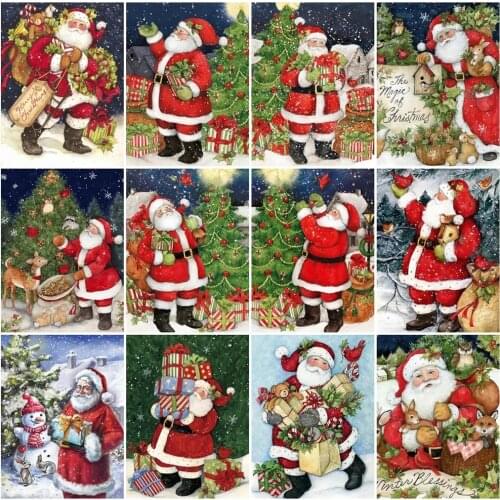 Full Square 5D Diy Diamond Painting Santa Claus 3D Diamond Mosaic Christmas Cross Stitch Rhinestones Embroidery Christmas Gifts