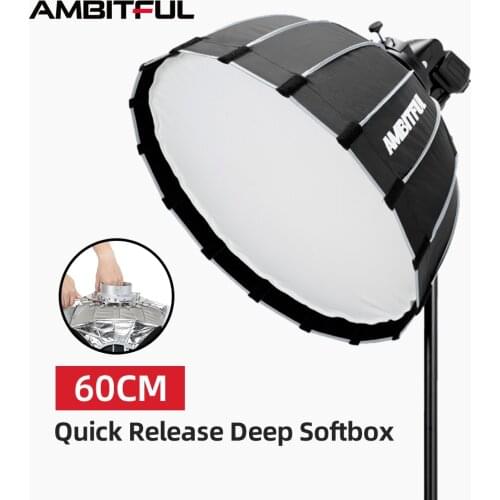 AMBITFUL Portable P60 60CM Quickly Fast Installation Deep Parabolic Softbox for Bowens Profoto Elinchrom Flash Speedlite Softbox