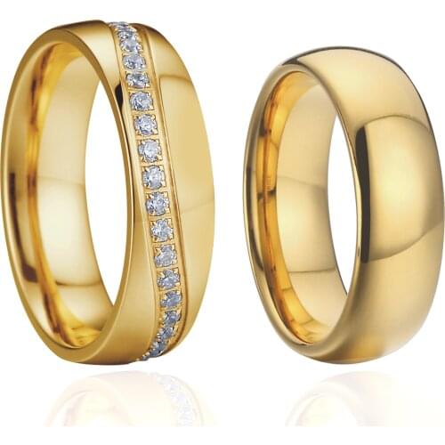 Luxury accessories jewelry men and women cubic zirconia couple wedding rings anel de ouro bague mariage anillos