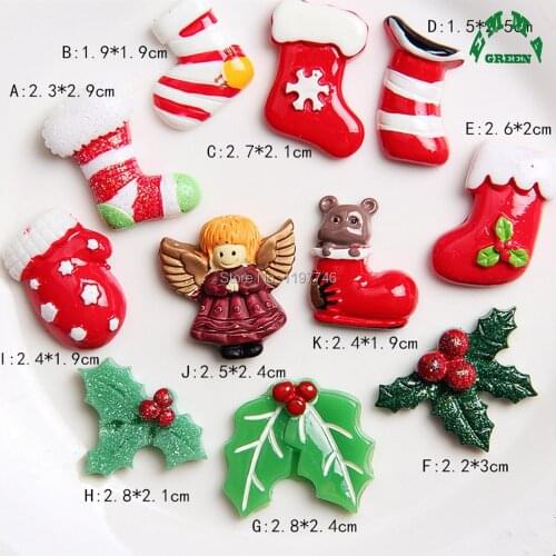 Christmas Charms for Kids Resin Charms for Jewelry Making 10pcs 28mm Resin Cabochon Flatback Cartoon Charms for Slime