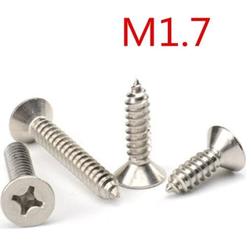 M1.7*3/3.5/4/4.5/5/6/7/8/10/12 Flat Countersunk Head Phillips Self Tapping Screws For Wood Steel Nickel Plated