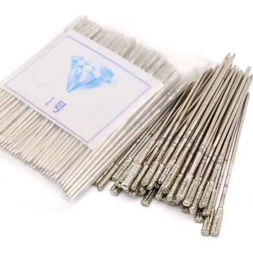10pcs 1.0~2.3mm Diamond Coated Drill Bit Solid Bits Needle For Jewelry Ceramic Jade Agate Amber Stone Ceramic Power Tools