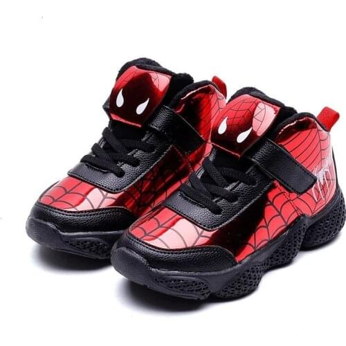 Disney childrens shoes cartoon spiderman boys and girls non-slip soft bottom thick warm cotton shoes sports shoes casual sh