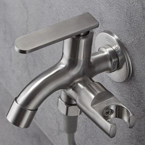 304 Stainless Steel Outdoor Garden Washing Machine Faucet Multifunctional Water Tap Double Bibcock Mop Tap