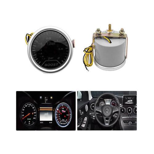 Universal 2''52mm Bar White LED Light Pressure Turbo Boost Gauge Meter 12V