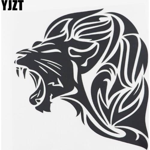 YJZT 15.2CMX16.7CM Tribal lion roaring African Animals Vinyl Car Sticker Black/Silver 8A-0111