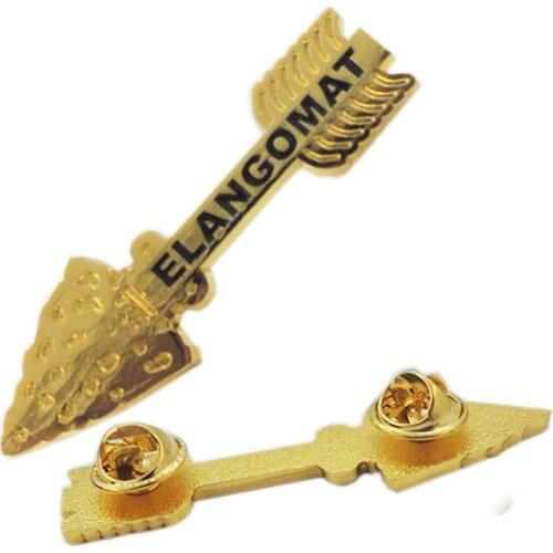Customized arrow shape gold-plated lapel hot sale gold badge