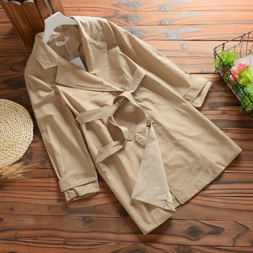 Fall 2020 New Trench Coat Women Solid Color Lapel Double Breasted With Belt Waist Stitching Coat Casual Elegant Windbreaker Z907