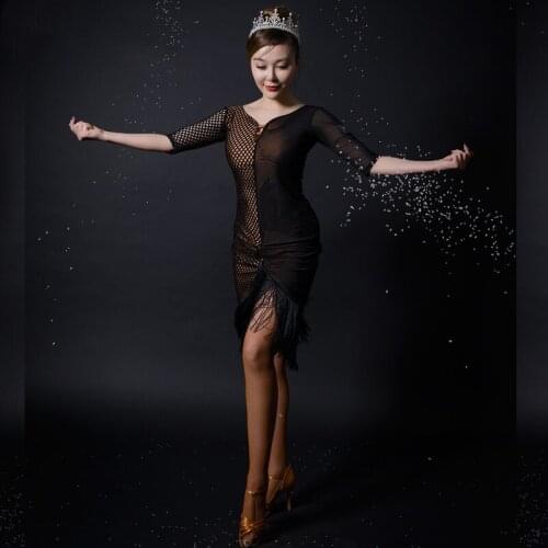 New black tassel Adult Latin Dance Costume Samba Latin Ballroom Costume Tango Dance Dresses Salsa Dance Clothes For Women