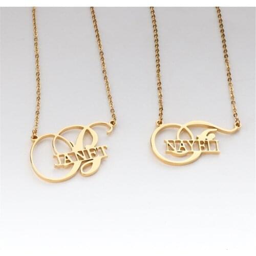 3UMeter Stainless Steel Custom Name Necklace Personalized Initials Letters Nameplate Pendant For Women Gift