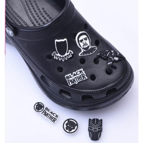 1 pcs Original Shoe Charms Black Panther PVC Croc Accessories Decorations lipstick JIBZ Charm Buckle for Kids Party Xmas Gifts