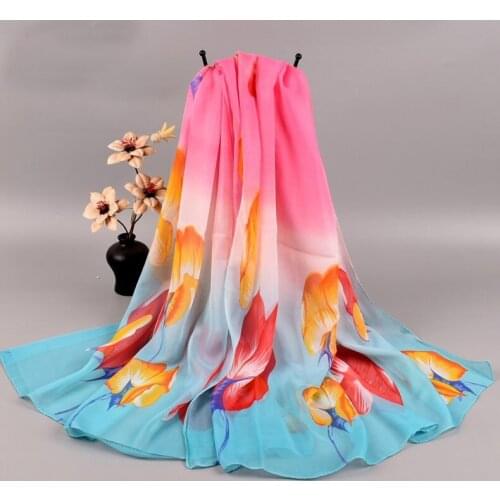 2020 180CM BIG SIZE flower floral chiffon scarf silk square hijab cool shawl ladies foulard femme Scarves hair bufanda mujer