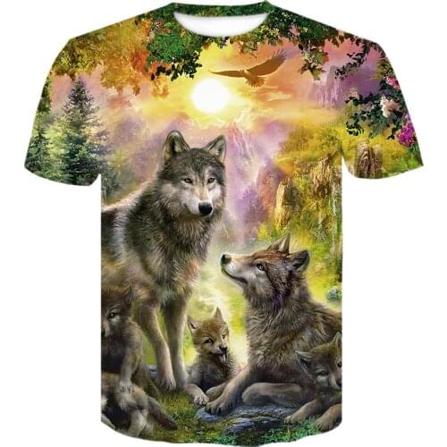 2021New Animal Wolf Men t shirt 3D Print Novelty Graphics tshirt Hip Hop Funny Short sleeve high quality summer T-shirt cool top