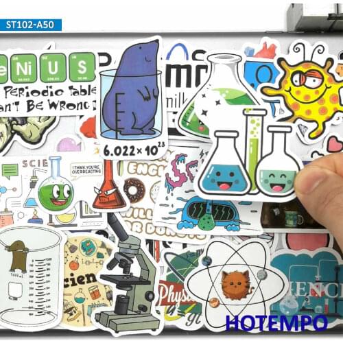 50pcs Laboratory Science Chemical Math Symbol Element Formula Stickers for Mobile Phone Laptop Luggage Skateboard Decal Stickers
