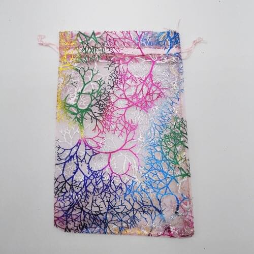 50pcs Pink Coral Organza Bag Drawstring Pouch Bag Organizer Jewelry Box Gift For Wed Christmas Jewelry Display Packaging Bags