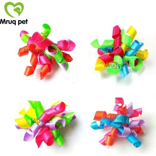 60pcs Colorful Spring Pet Puppy Dog Cat Hair Bows Hair Accessory Curves Ribbon Bows Dog Grooming Bows Pet Supplies