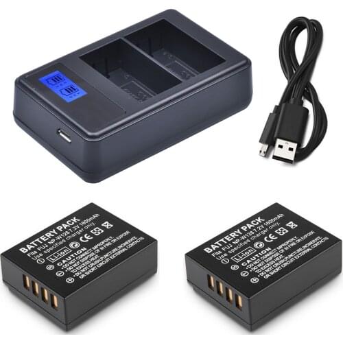 Battery (2-Pack) + LCD USB Dual Charger for Fujifilm XPro1, XPro2, XPro3, XA1, XA2, XA3, XA5, XA7, XA10, XA20 Digital Camera