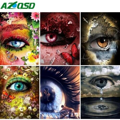 AZQSD Full Drill Diamond Painting Eye Butterfly Cross Stitch Rhinestones Diamond Embroidery Portrait Mosaic Handmade Home Decor