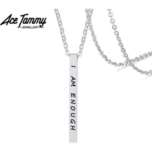 American Inspiration English Stainless Steel Corrosion I AM ENOUGH Necklace Pendant