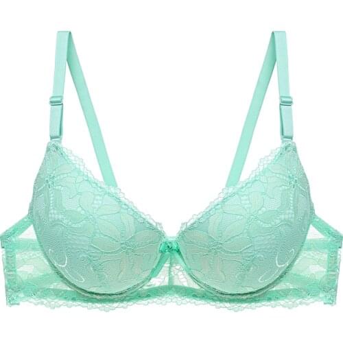 Women Sexy Bra Add 2 Size Padded Push Up Bra Thick Cup for Small Size A B Cup 34 36 38 Floral Lace Emboridery Bh