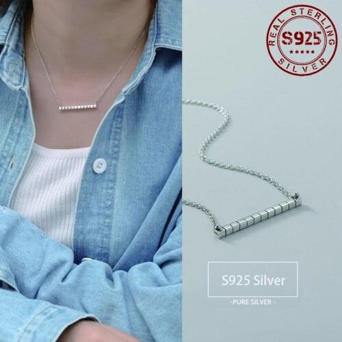 Real 925 Sterling Silver Necklace for Women Chain Pendant Necklace Minimalist Women Silver Jewelry Accessories Bride Wedding