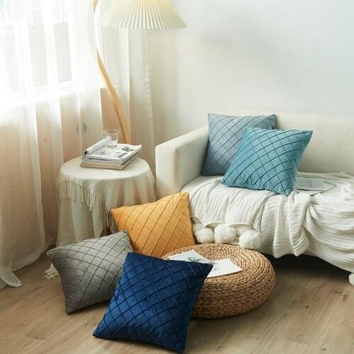 Rhombus Pattern Pillowcase Decorative Sofa Cushion Case Bed Pillow Cover Home Decor Car Cushion Cover Cute Pillow Case 43*43cm