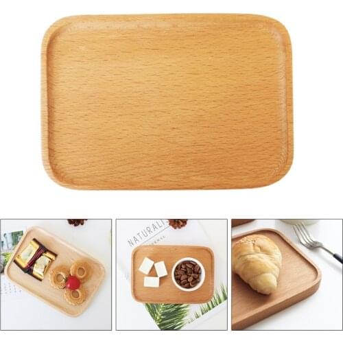 Wooden Bamboo Coffee Tea Serving Tray Cheese Pizza Baking Bread Cake Dessert Rectangular Plate Fruit Platter Sour Candy for