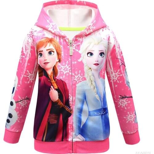 Disney Frozen Children Hooded Sweatshirt Boys Girls Cartoon Long Sleeve Zipper Jacket Kids Spring Autumn Cotton Clothes