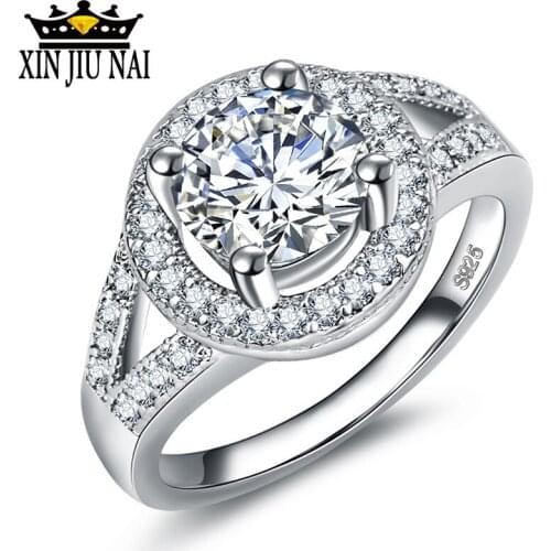 Hot sale Fashion Luxury Women Engagement Jewelry 925 Silver 5A ZC Crystal Zircon Female Wedding Finger Flower Rings