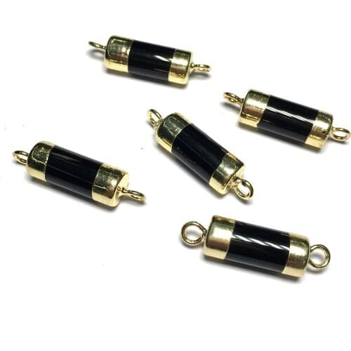 Natural Stone Pillar Agater Connector Fashion Cylinder Shape Charms Pendants for Jewelry Making DIY Necklaces Bracelet 8x30mm
