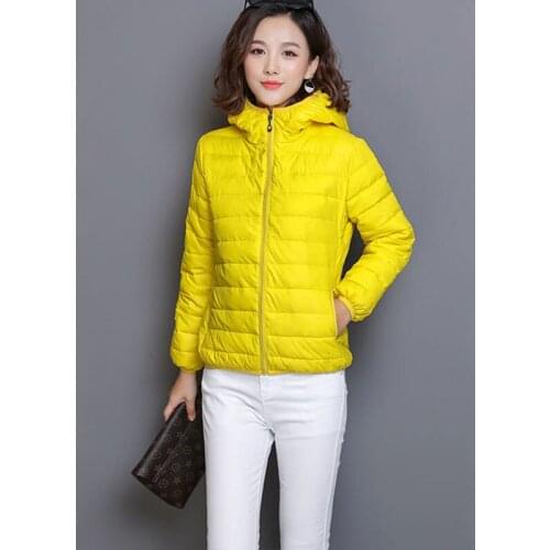 Korean Winter Women Lightweight Cotton Jacket New Short Fashion Hooded Solid Color Down Womens Cotton-Padded Jacket JK305