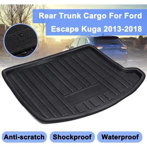 For Ford Escape Kuga Kick Protector Overlay 2013-2018 Carpet Mud Rear Trunk Boot Mat Liner Cargo Floor Tray Shock Waterproof