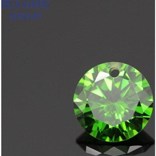 Single Hole AAAAA Round Brilliant Green Cubic Zirconia Stone For DIY Jewelry Making Beads 3~10mm High Quality CZ Stones