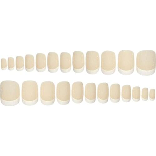 24 Pieces Round Nails Tips, Natural Full Cover Acrylic False Nails For Nail Art, Flesh Color