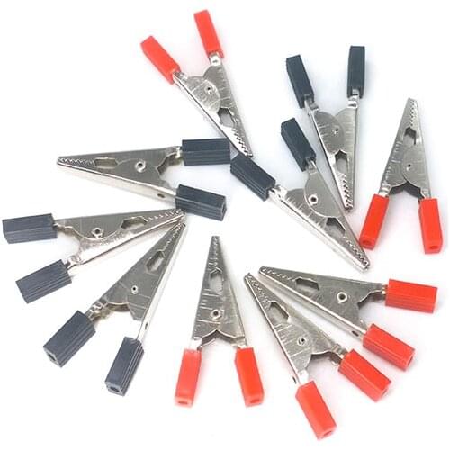 50/100 piece metal alligator clip 47 mm 30A red black plastic PVC iron nickel plated alligator clip electric meter clamp