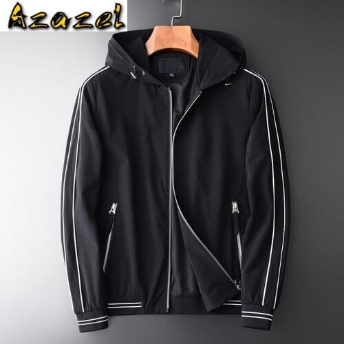 Azazel Autumn Mens Jackets Luxury White Side Edge Hooded Mens Jackets And Coats Plus Size 4xl Contrast Color Rib Male Jackets