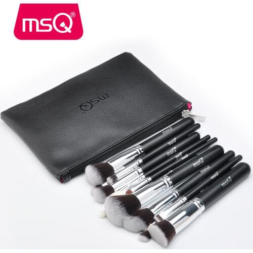 MSQ 15pcs Pro Makeup Brushes Set Foundation Eyeshadow Blusher Make Up Brush Kit High Quality Synthetic Hair With PU Leather Case
