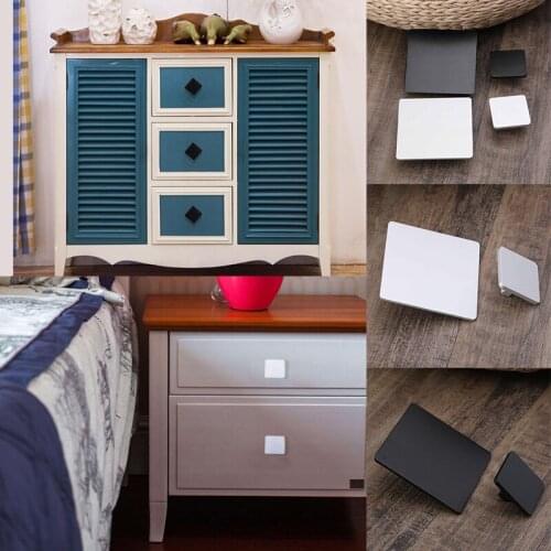 New Space Aluminum Square Drawer Handle Black White Bathroom Cabinet Handle Modern Wardrobe Door Drawer Square Handle Supplies