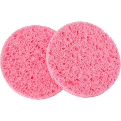 New 8cm Natural Wood Fiber Face Wash Cleansing Sponge Beauty Makeup Tools Accessories Round 2pcs