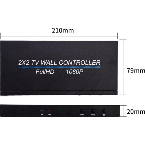 New 2X2 Video Wall Controller EU 1 Input 4 Output 2X1/3X1/4X1/1X2/1X3/1X4 TV Processor Images Stitching US/UK Plug