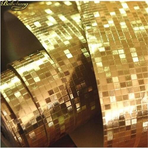 Beibehang papel de parede Mirror Effect Mini mosaic Sparkle Light Reflect Gold Foil Wallpaper Silver wall papers home decor