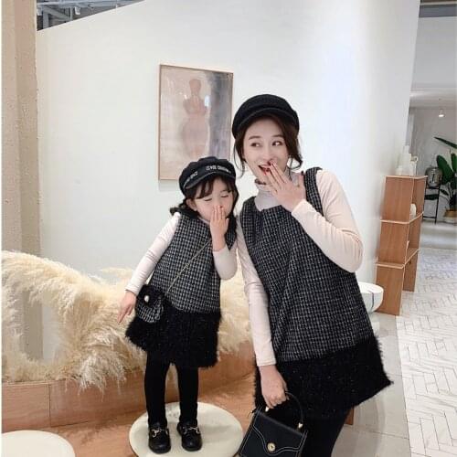Matching Family Outfits Fashion Plaid High Quality Sleeveless Dress Mother Daughter Matching Dresses 2020 Mommy And Me Clothing