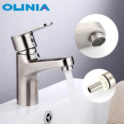 Olinia Deck Mounted Basin Faucets stainless Sink Water Tap Mixer Cold/Hot Mixer Bathroom Basin Faucets Sink Water Tap
