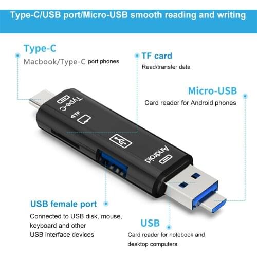 OTG Card Reader Type C / USB / Micro USB SD TF Memory all in one USB 3.0 Adapter 5 in 1