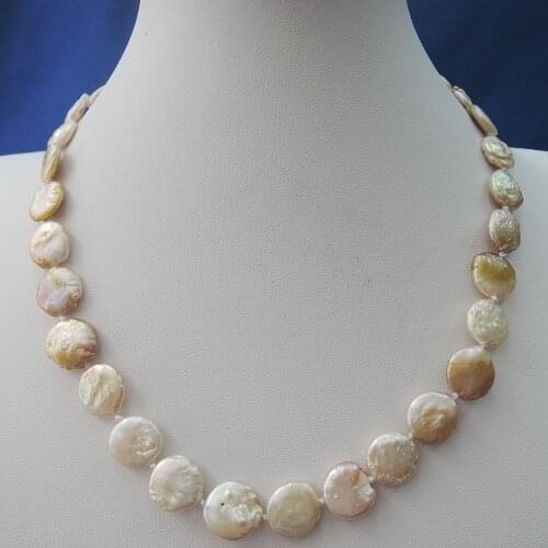 Baroque pearl necklace, coin shape baroque,100% NATURE FRESHWATER PEARL NECKLACE