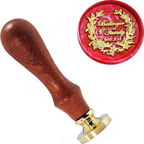 Signature Custom Names Date Wreath Wedding wax seal stamp