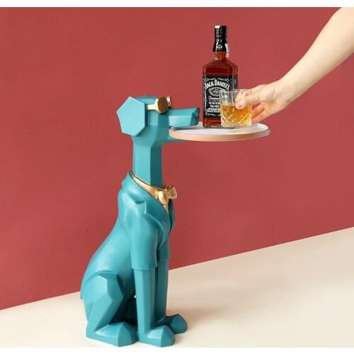 Resin Dog with Tray Statue Floor Standing Dog Tray Home Décor Sculpture Modern Resin Statue Ornaments for home Decoration living
